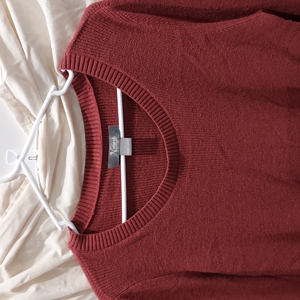 *Natural Burnt Orange Long Sleeve Crew Neck Sweater Size Large